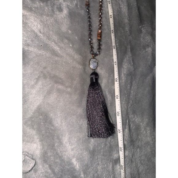 Layered Beaded Necklace Tassel Pendant Boho Chic Statement Jewelry - Picture 5 of 5